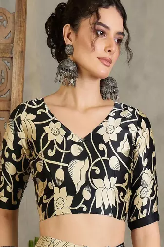 Kalamkari printed saree with matching blouse piece