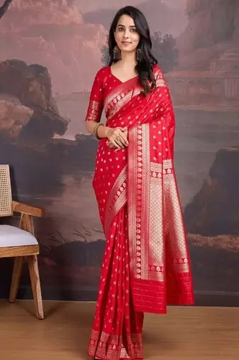 Woven design zari ethnic motifs saree