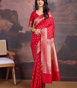 Woven design zari ethnic motifs saree