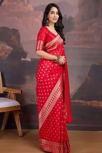 Woven design zari ethnic motifs saree