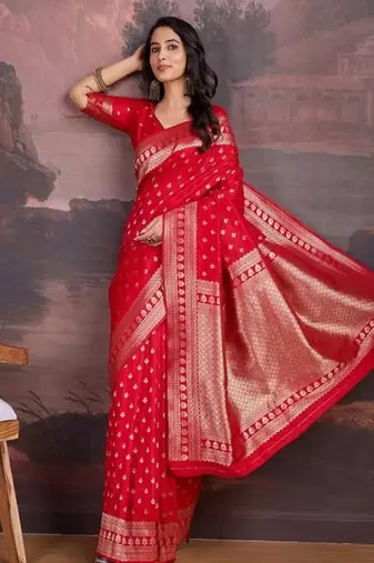 Woven design zari ethnic motifs saree