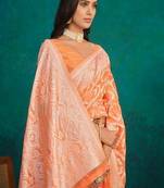 Ethnic motifs woven design zari banarasi saree