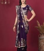 Foral design zari art silk banarasi saree