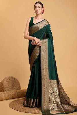 House of pataudi art silk zari kanjivaram saree with unstitched blouse piece 1