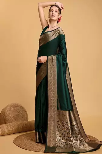 House of pataudi art silk zari kanjivaram saree with unstitched blouse piece
