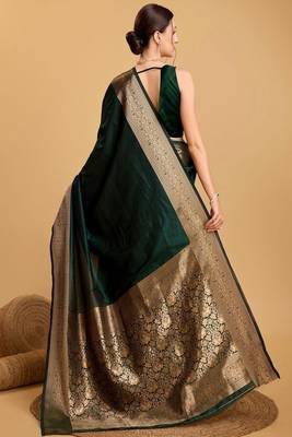 House of pataudi art silk zari kanjivaram saree with unstitched blouse piece 3