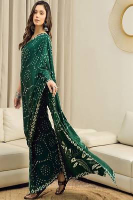 Bandhani printed pure crepe ready to wear saree with unstitched blouse 2