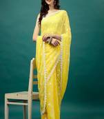 Floral embroidered pure georgette saree