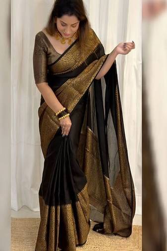 Zari kanjeevaram saree with blouse piece