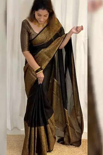Zari kanjeevaram saree with blouse piece
