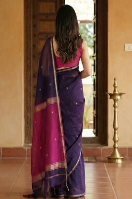 purple art silk banarasi saree with ethnic woven motifs 3