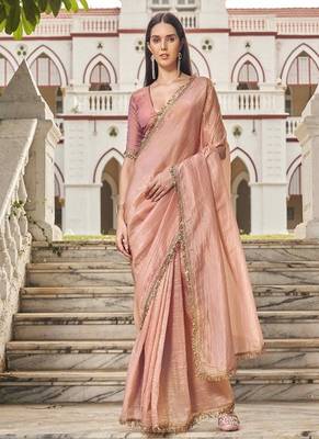 Sequinned organza saree 1
