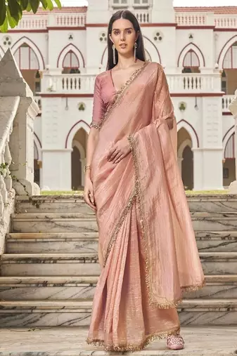 Sequinned organza saree
