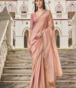 Sequinned organza saree