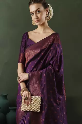 Woven design banarasi saree with blouse piece