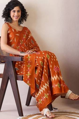 Zari ready to wear ikat saree