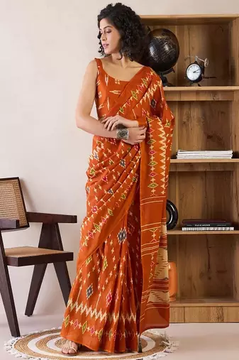 Zari ready to wear ikat saree