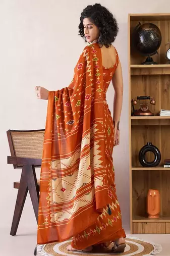 Zari ready to wear ikat saree