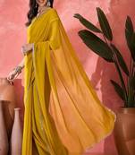 Embroidered bordered pure georgette saree
