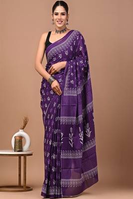 Ethnic motifs pure cotton bagru saree 1