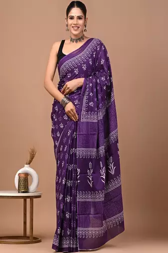 Ethnic motifs pure cotton bagru saree
