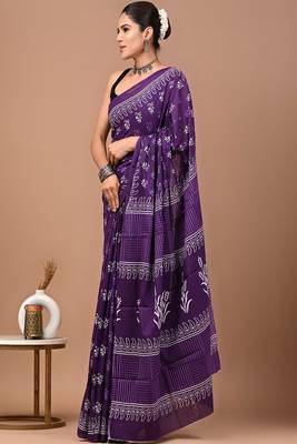 Ethnic motifs pure cotton bagru saree 3