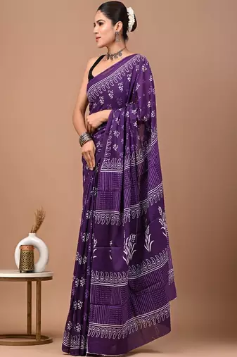 Ethnic motifs pure cotton bagru saree