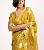 Ethnic motifs zari block print saree