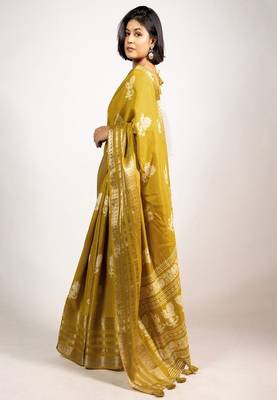 Ethnic motifs zari block print saree 3