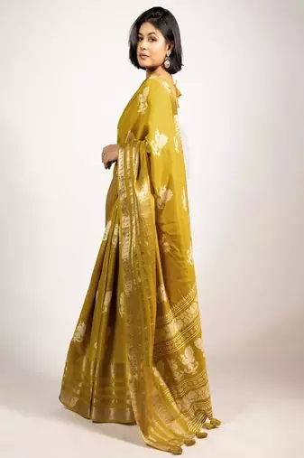 Ethnic motifs zari block print saree