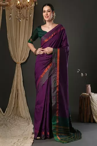 Zari taant sarees with blouse piece