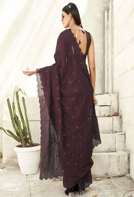 Solid mirror work saree 3