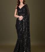 Sequin embellished pure georgette saree