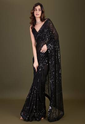 Sequin embellished pure georgette saree 2