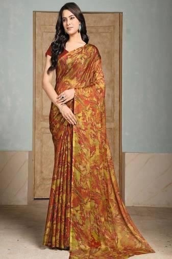 Pure chiffon abstract printed saree
