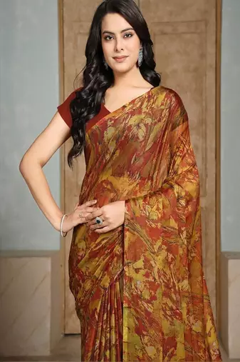 Pure chiffon abstract printed saree