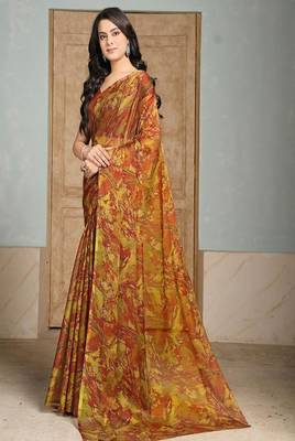 Pure chiffon abstract printed saree 3