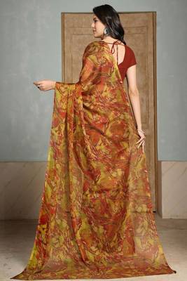 Pure chiffon abstract printed saree 4