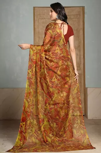 Pure chiffon abstract printed saree