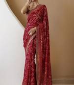 Bandhani poly georgette saree