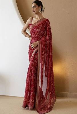 Bandhani poly georgette saree 3