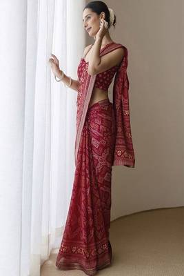 Bandhani poly georgette saree 4