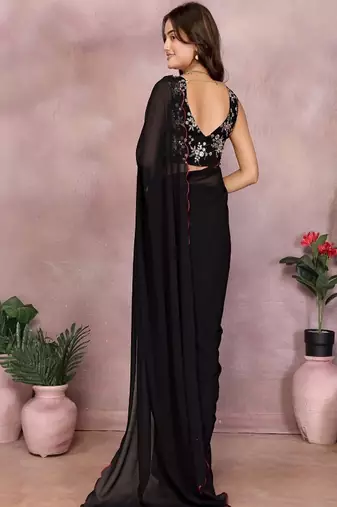 Saree with embroidered blouse piece