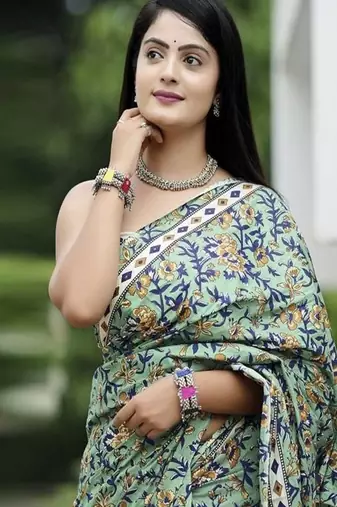 Floral pure cotton saree