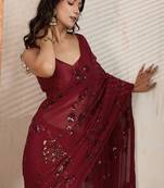 Embellished sequinned pure georgette saree