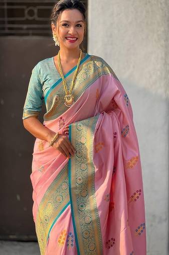 Ethnic motifs zari banarasi saree