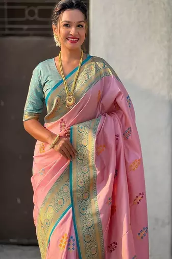 Ethnic motifs zari banarasi saree