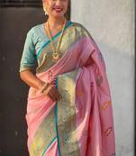 yellow art silk banarasi saree with woven zari motifs