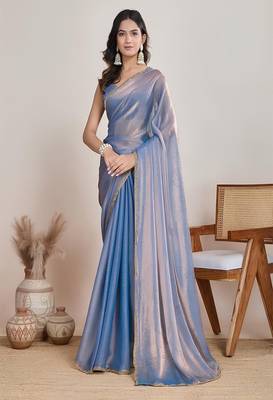 Beads and stones tissue heavy work tussar saree 1