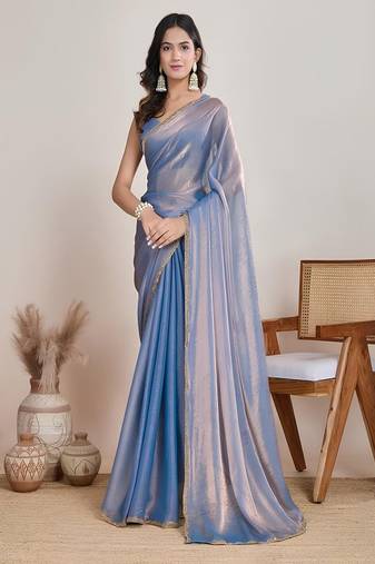 Beads and stones tissue heavy work tussar saree